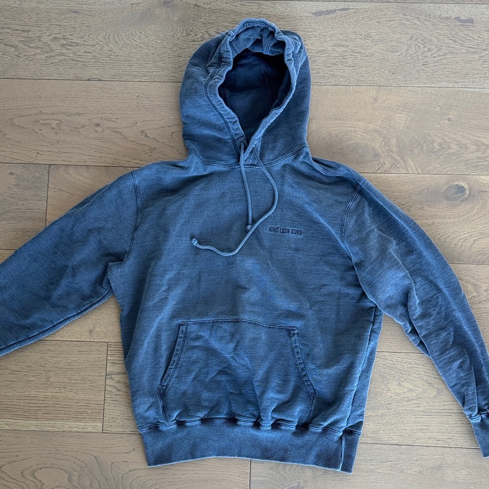 AIME LEON DORE Men's Garment Dyed Blue Hoodie in Large